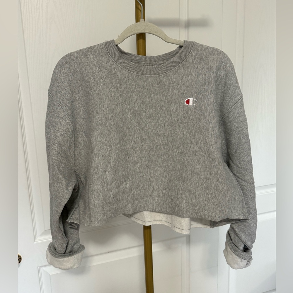 Champion Heather Gray Women's Cropped Hoodie